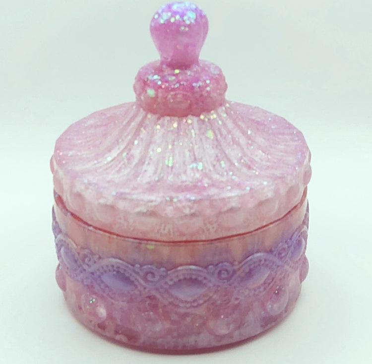 Boîte de rangement "Orient" - Rose et Feuilles d'argent - PRETTY RESINE