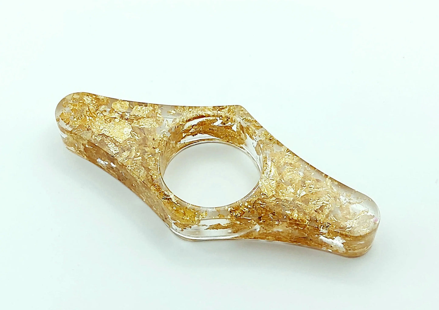 Bague de lecture Droite en résine époxy et feuille d'or.