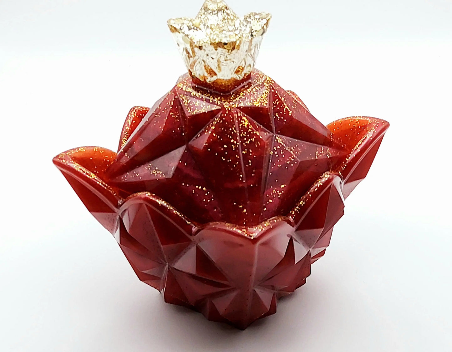 Boîte de rangement en résine époxy, Modèle "Princesse, Acajou
