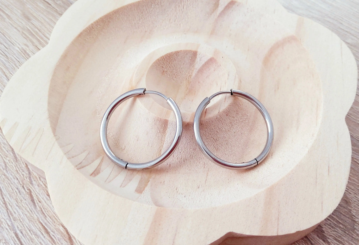 Paire de créoles rondes diamètre 20 mm - Argent