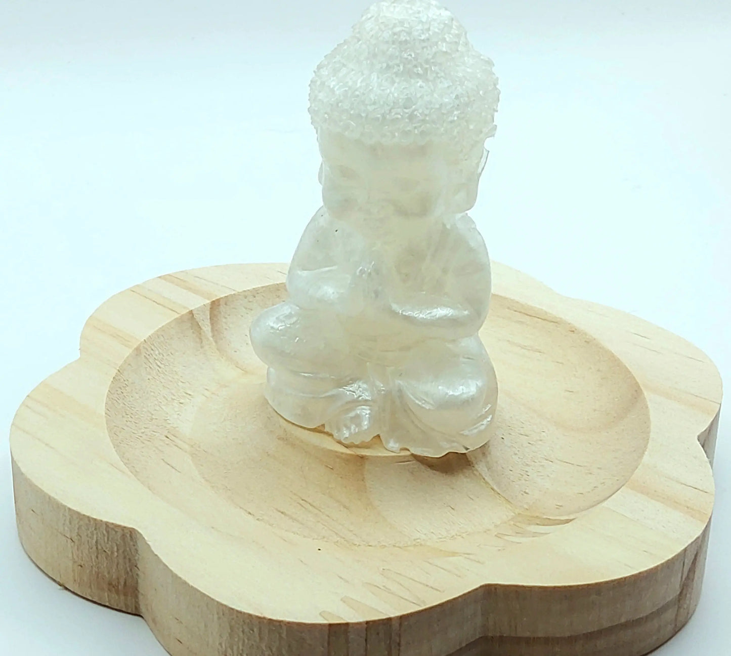 Mini statuette BOUDDHA en résine époxy. Blanc et or PRETTY RESINE