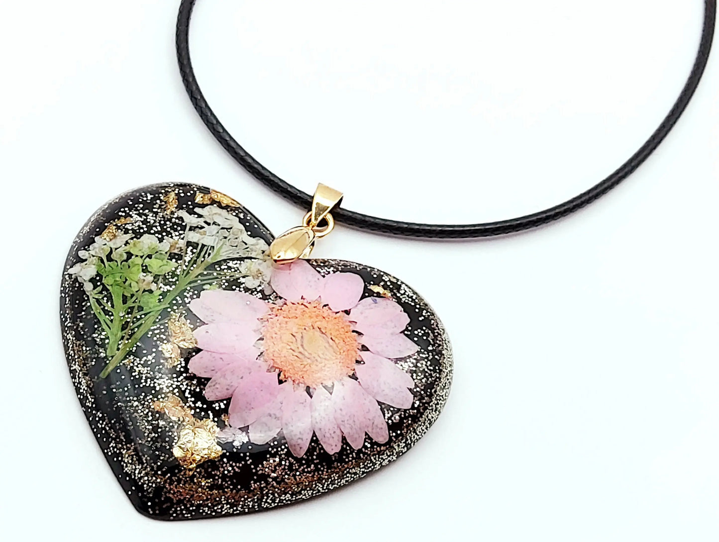 Pendentif "Coeur fleuri" - Détails