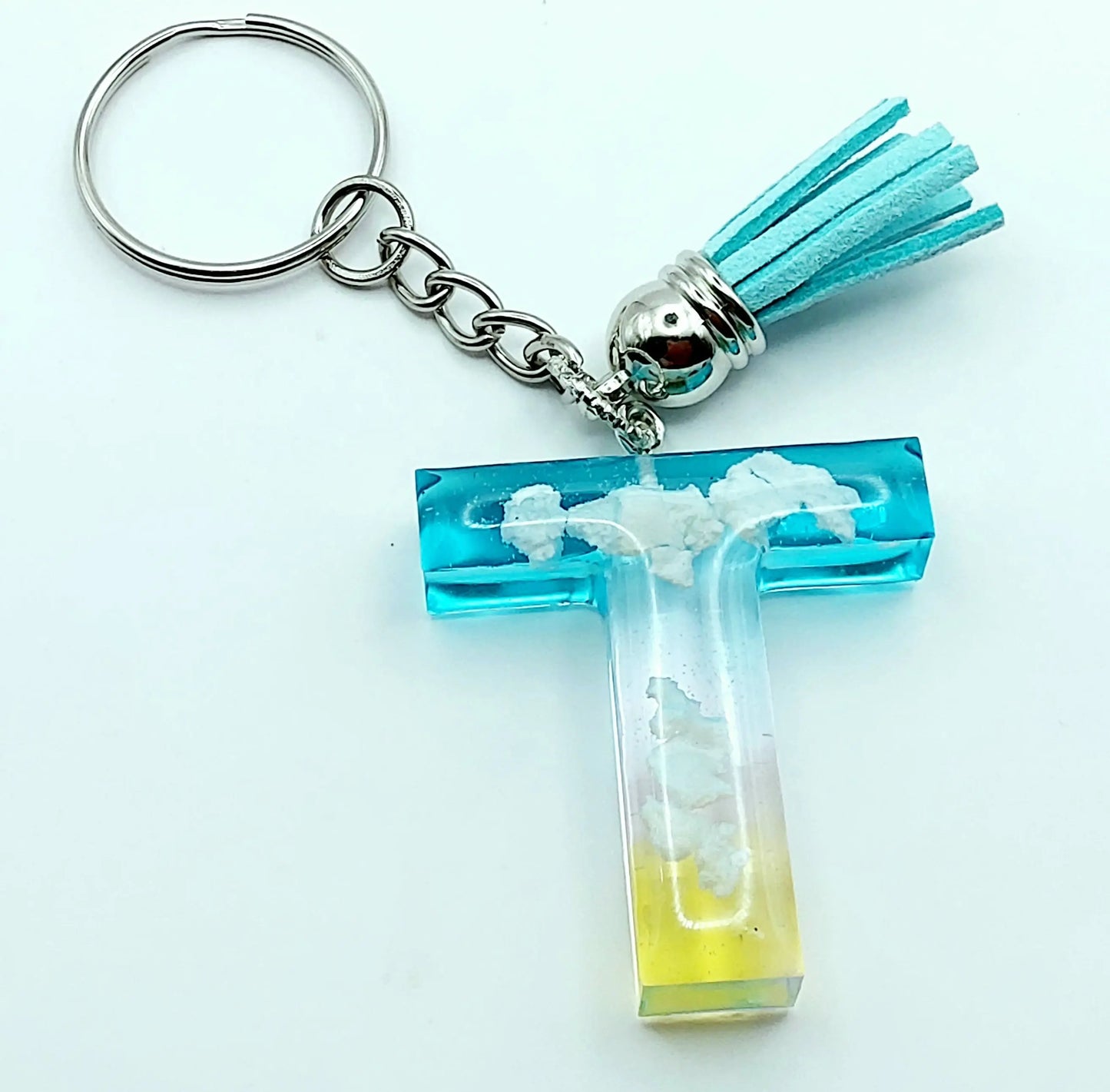 Porte-clés LETTRE T en résine - Pastel et Nuages PRETTY RESINE