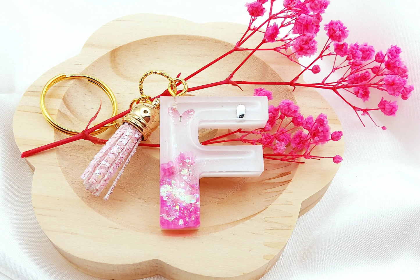 Porte-clés LETTRE F en résine époxy PRETTY RESINE