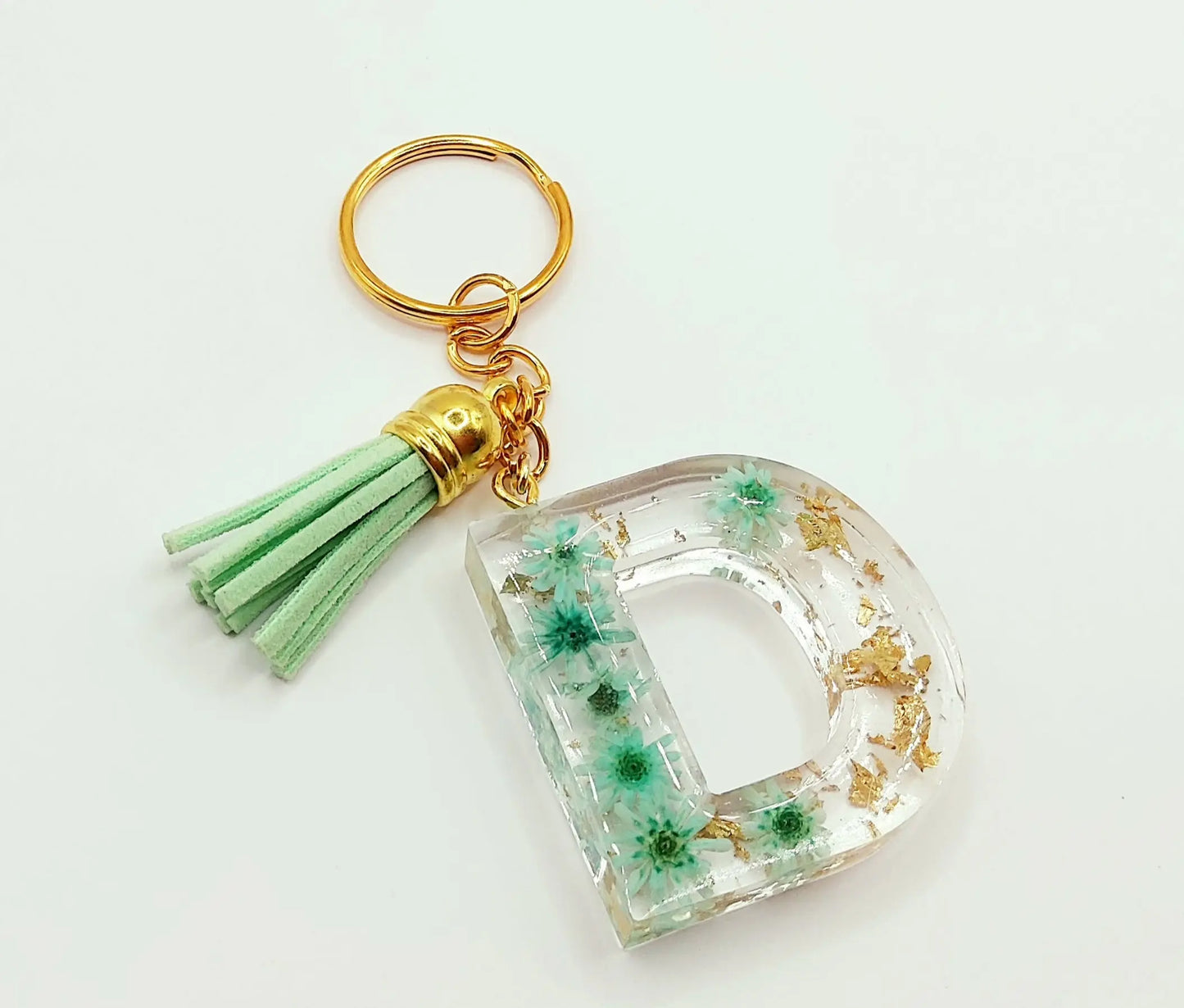 Porte-clés Lettre D en résine époxy