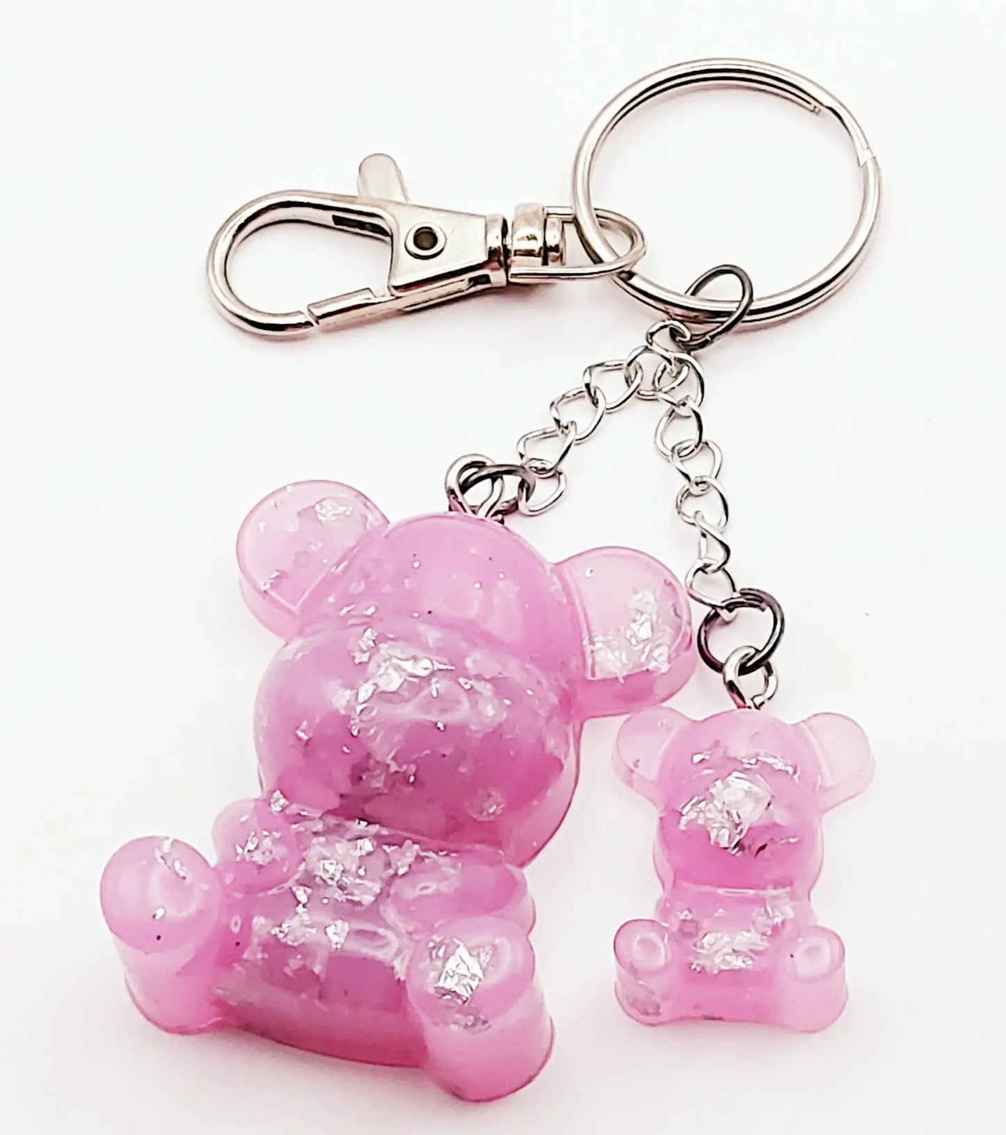 Porte-clés Maman Ours, en résine - Avec petit ourson - PRETTY RESINE