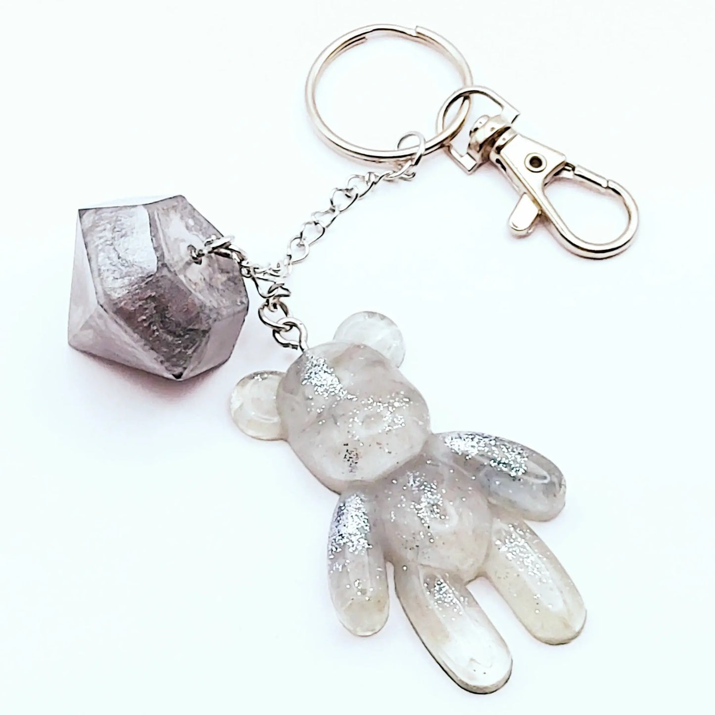Porte-clés Papa Ours, en résine - Gris argenté - PRETTY RESINE