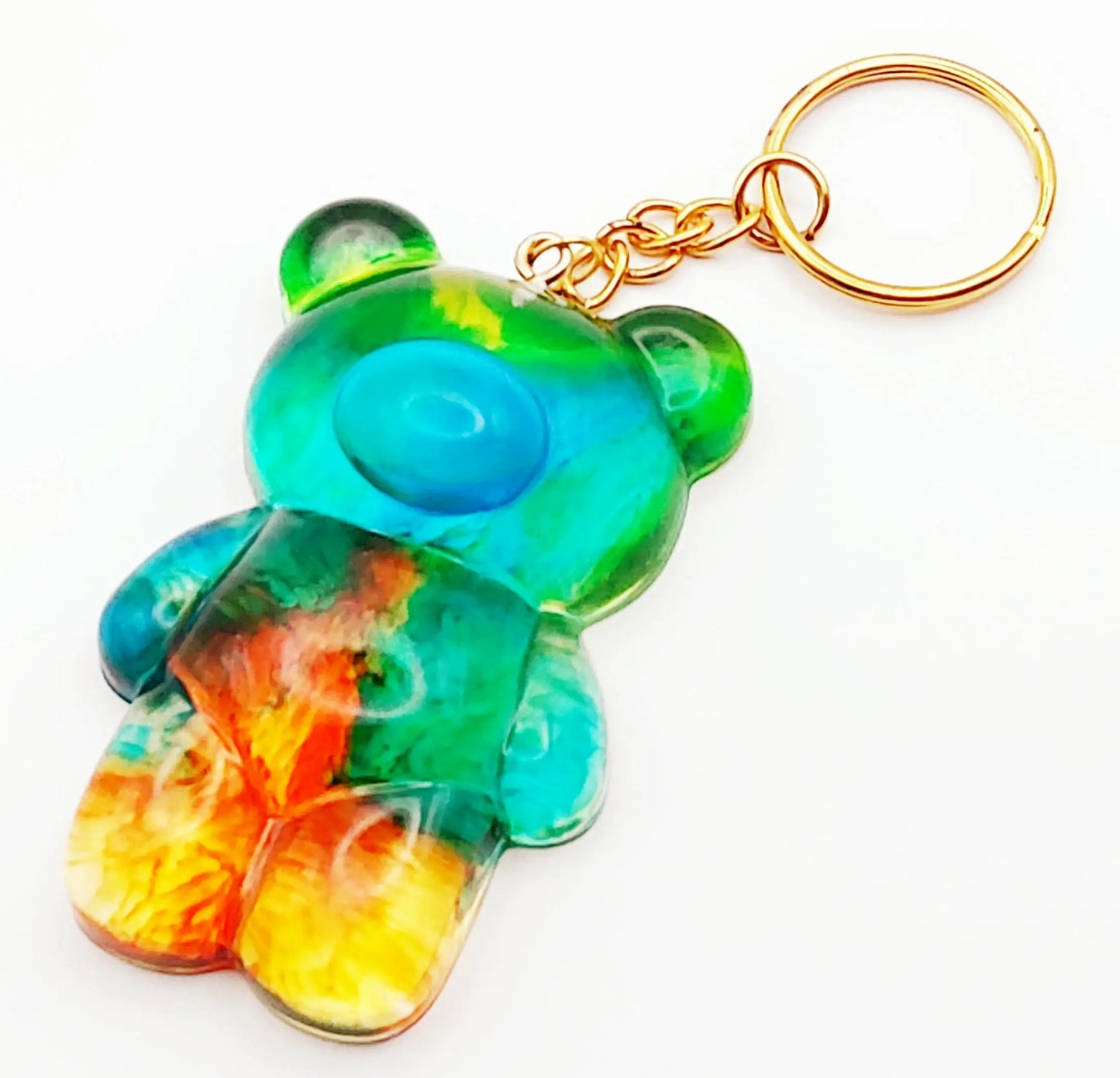 Porte-clés "Gros Ours" en résine, multicolore translucide