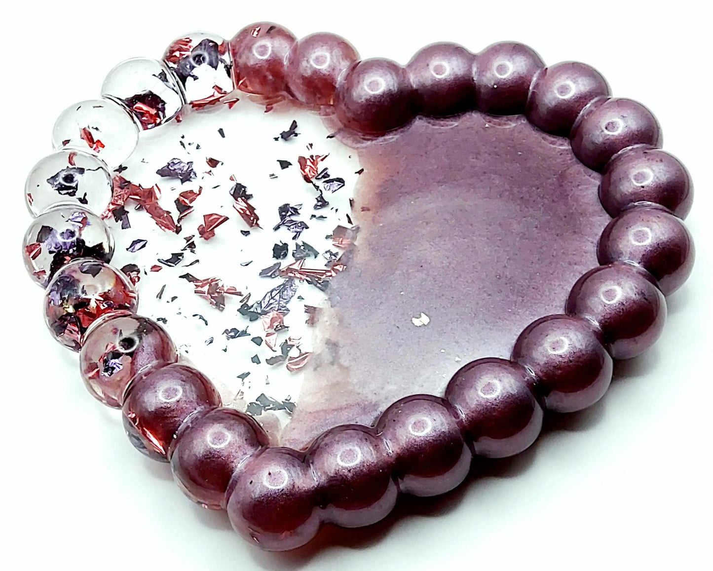 Vide-poches COEUR BULLES en résine époxy. Violet