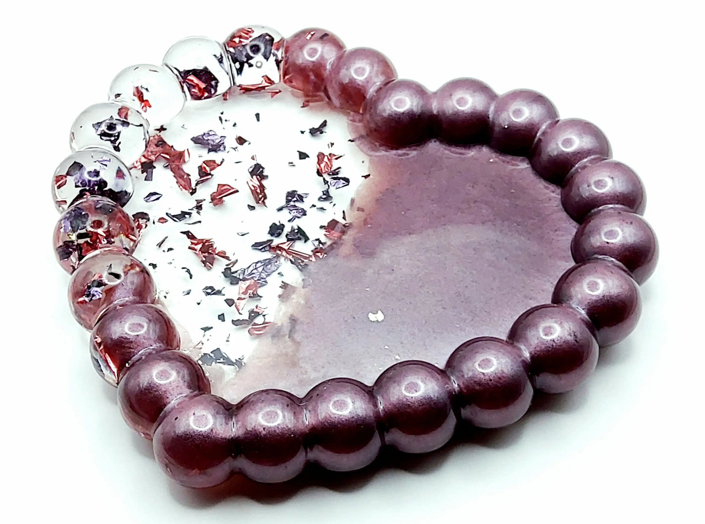 Vide-poches COEUR BULLES en résine époxy. Violet