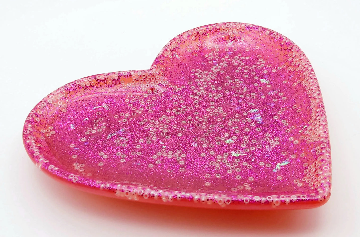 Vide-poches Coeur en résine époxy, Fuchsia