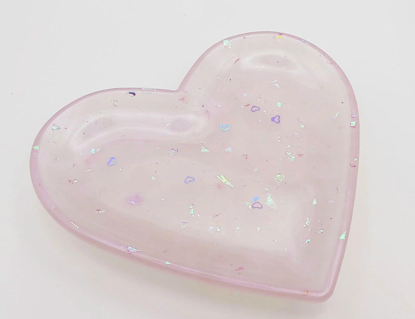 Vide-poches Coeur en résine époxy, mauve translucide