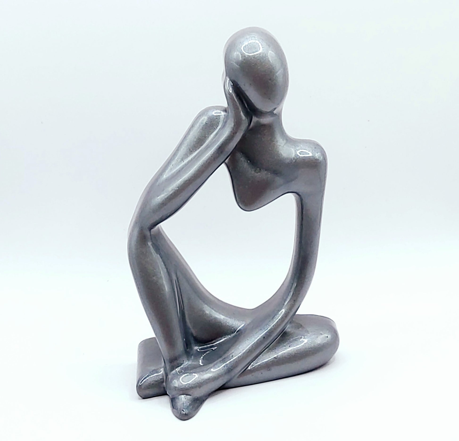 Statuette Le Penseur - gris argenté - PRETTY RESINE