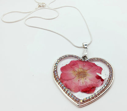 Pendentif Coeur argenté en acier inoxydable  - PRETTY RESINE