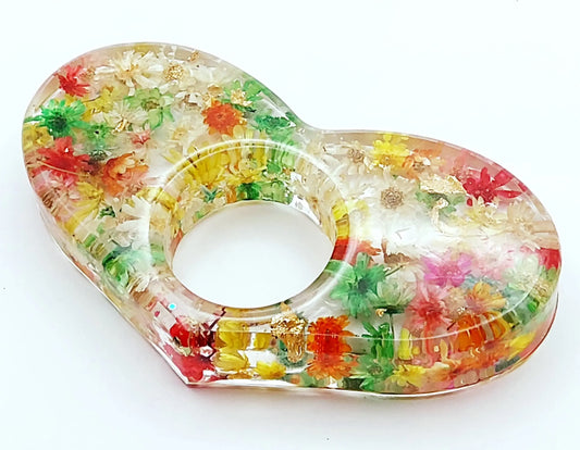 Bague de lecture Coeur en résine, fleurs multicolores