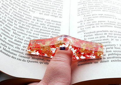 Bague de lecture Droite en résine époxy, fleurs rouges, mode d'emploi