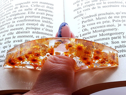 Bague de lecture en résine époxy, fleurs oranges, mode d'emploi