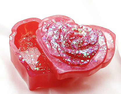 Boîte de rangement PIVOINE en résine époxy. Rose PRETTY RESINE