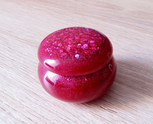 Boîte de rangement RONDE en résine époxy. Magenta - PRETTY RESINE