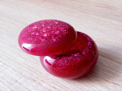 Boîte de rangement RONDE en résine époxy. Magenta - PRETTY RESINE