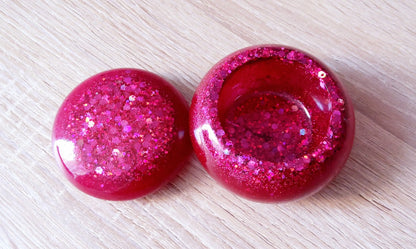 Boîte de rangement RONDE en résine époxy. Magenta - PRETTY RESINE