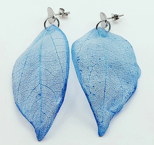 Boucles d'oreilles Feuilles Squelettes en résine