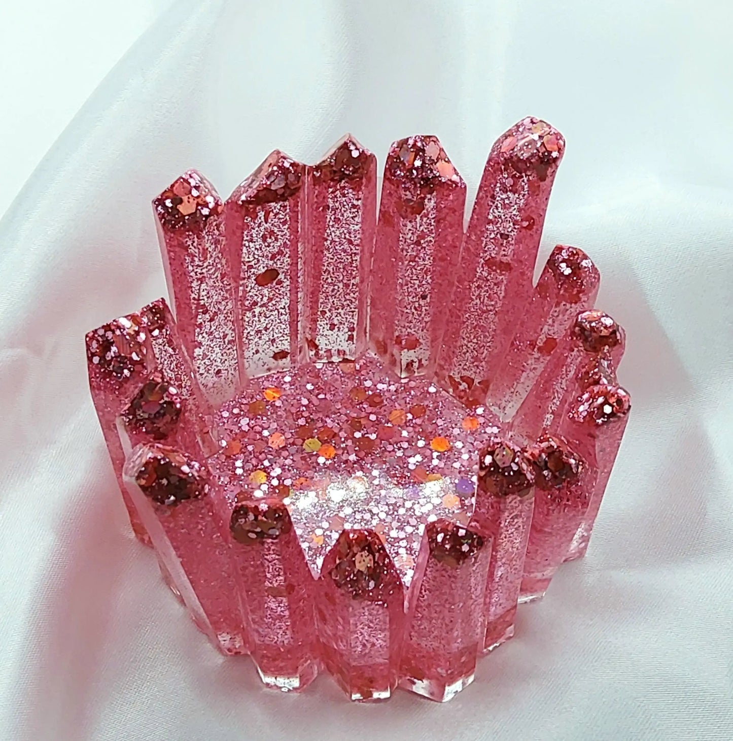Bougeoir CRISTAL en résine époxy. Paillettes roses - PRETTY RESINE