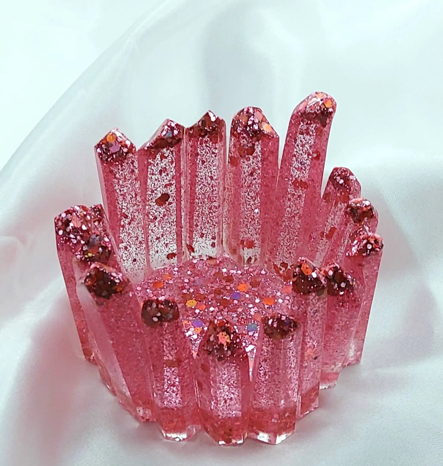 Bougeoir CRISTAL en résine époxy. Paillettes roses - PRETTY RESINE