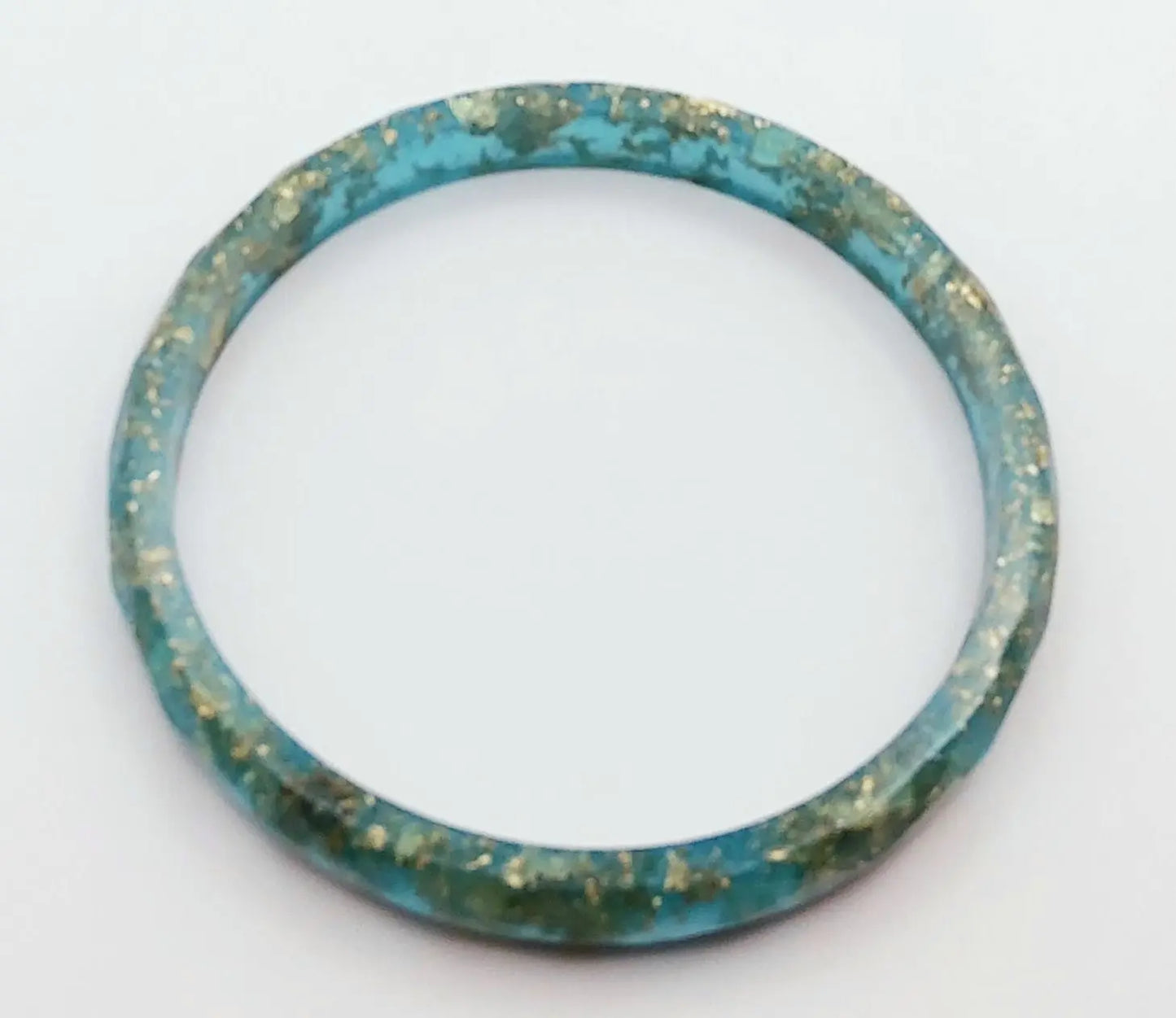 Bracelet en résine époxy, bleu et feuille d'or