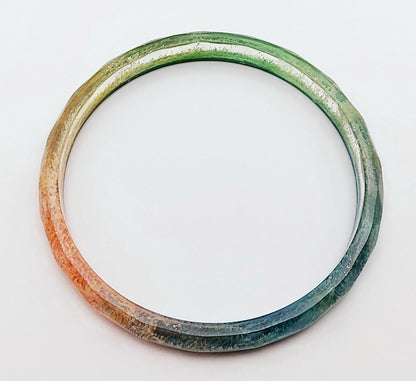 Bracelet en résine époxy, Arc en ciel effet pétri