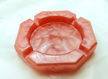 Cendrier ROND en résine époxy. Rose et feuille d'or rose - PRETTY RESINE
