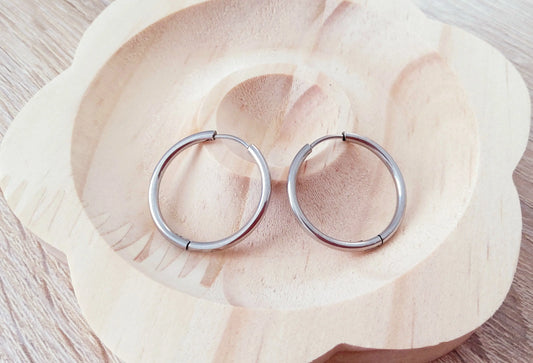Paire de créoles rondes diamètre 20 mm - Argent