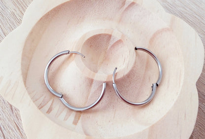 Paire de créoles rondes diamètre 20 mm, ouvertes - Argent
