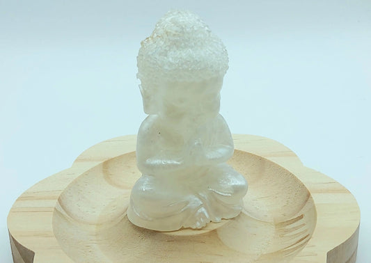 Mini statuette BOUDDHA en résine époxy. Blanc et or PRETTY RESINE