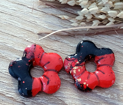 Pampilles ALBA en pâte Fimo. Rouge et noir - PRETTY RESINE