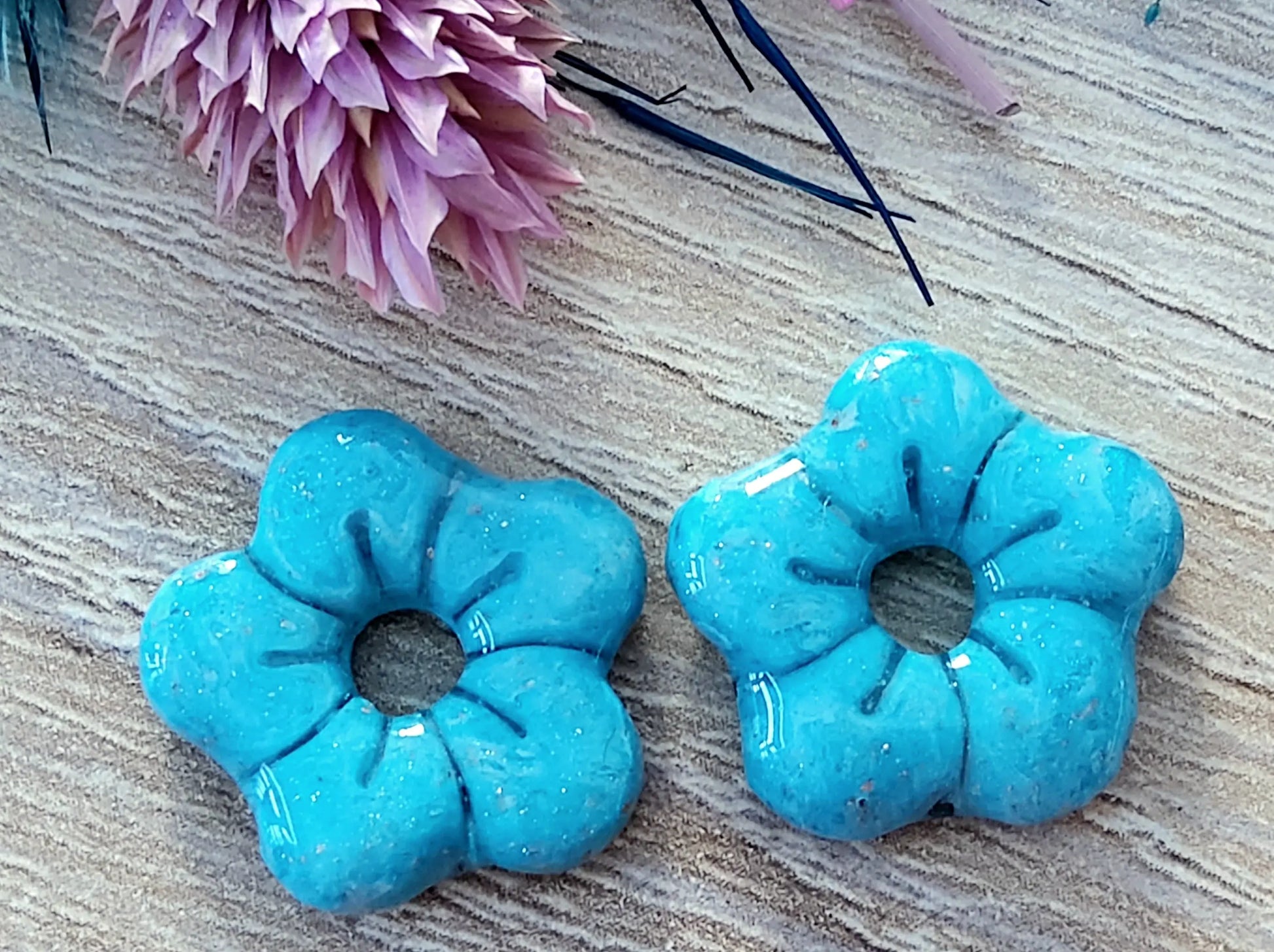 Pampilles ALBA en pâte Fimo. Bleu turquoise - PRETTY RESINE
