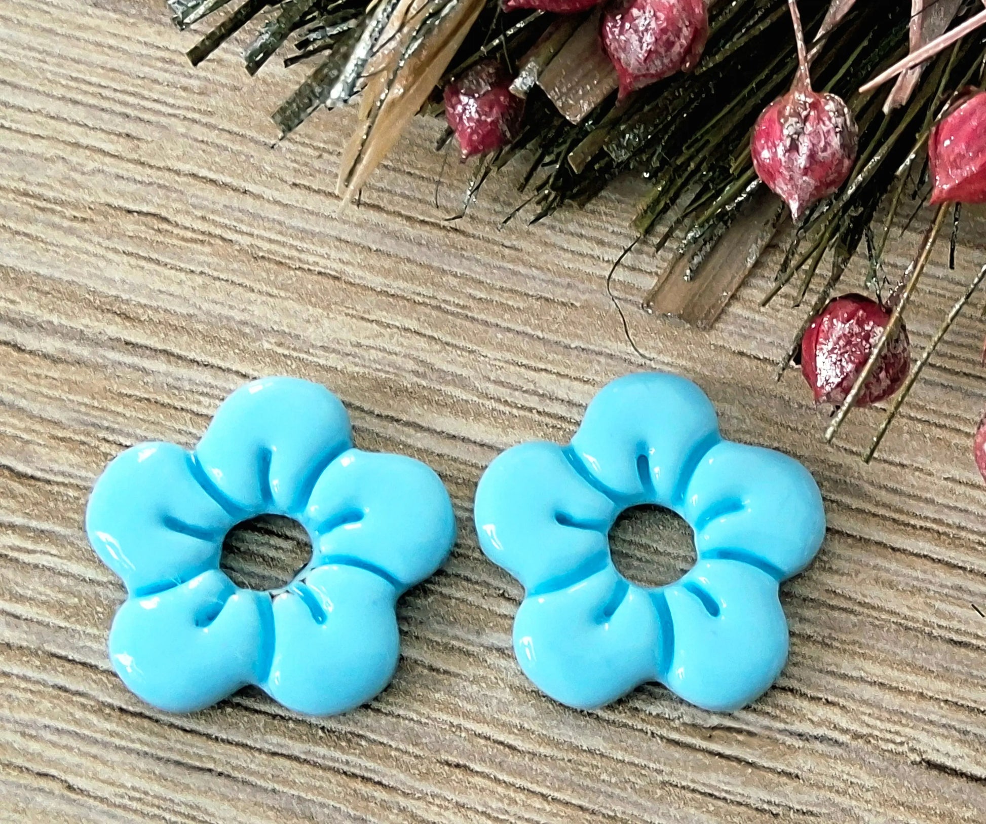 Pampilles ALBA en pâte fimo. Bleu pastel - PRETTY RESINE