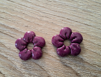 Pampilles ALBA en pâte Fimo. Violet pailleté - PRETTY RESINE