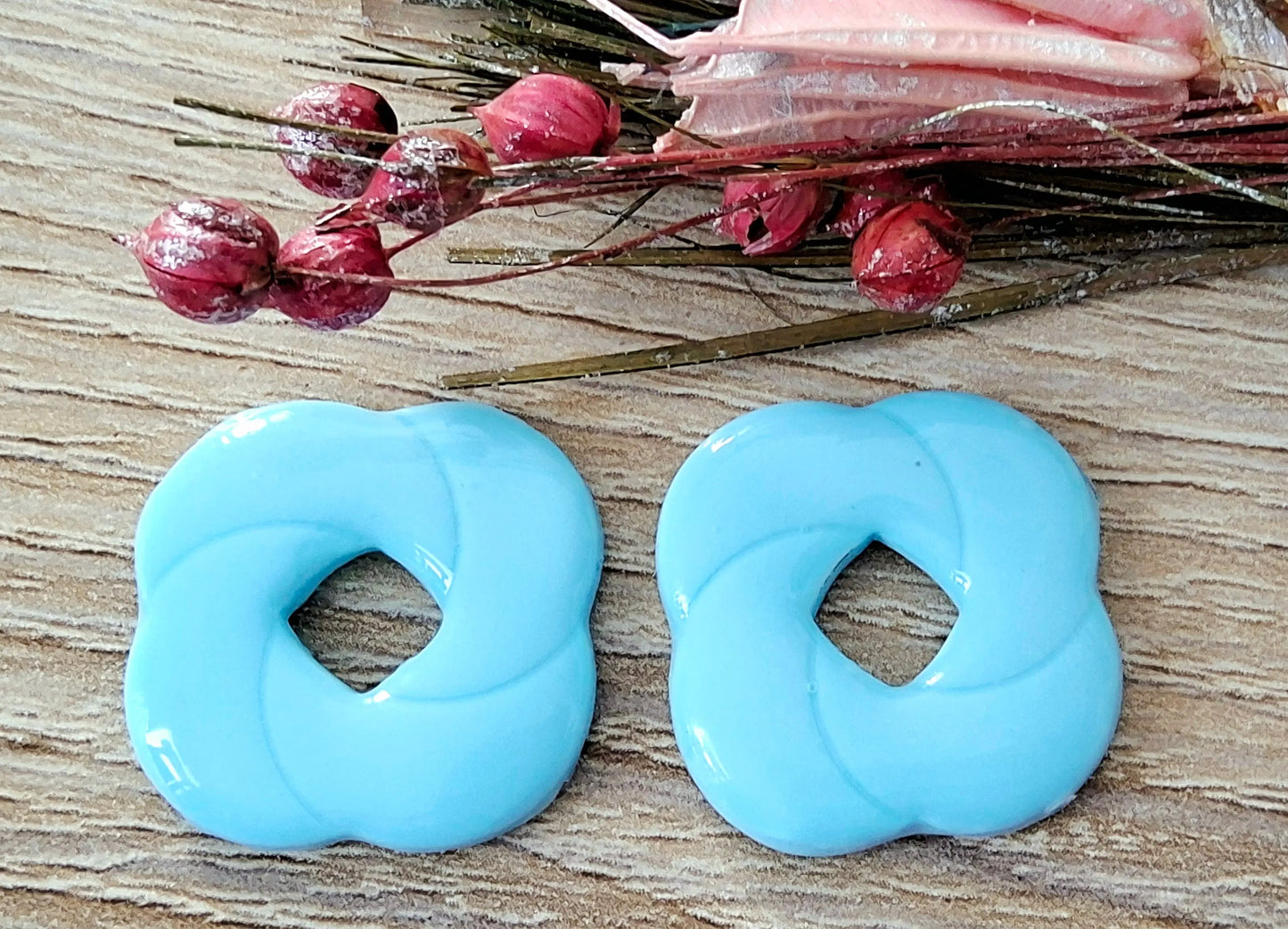 Pampilles CARLA en pâte Fimo. Bleu pastel - PRETTY RESINE