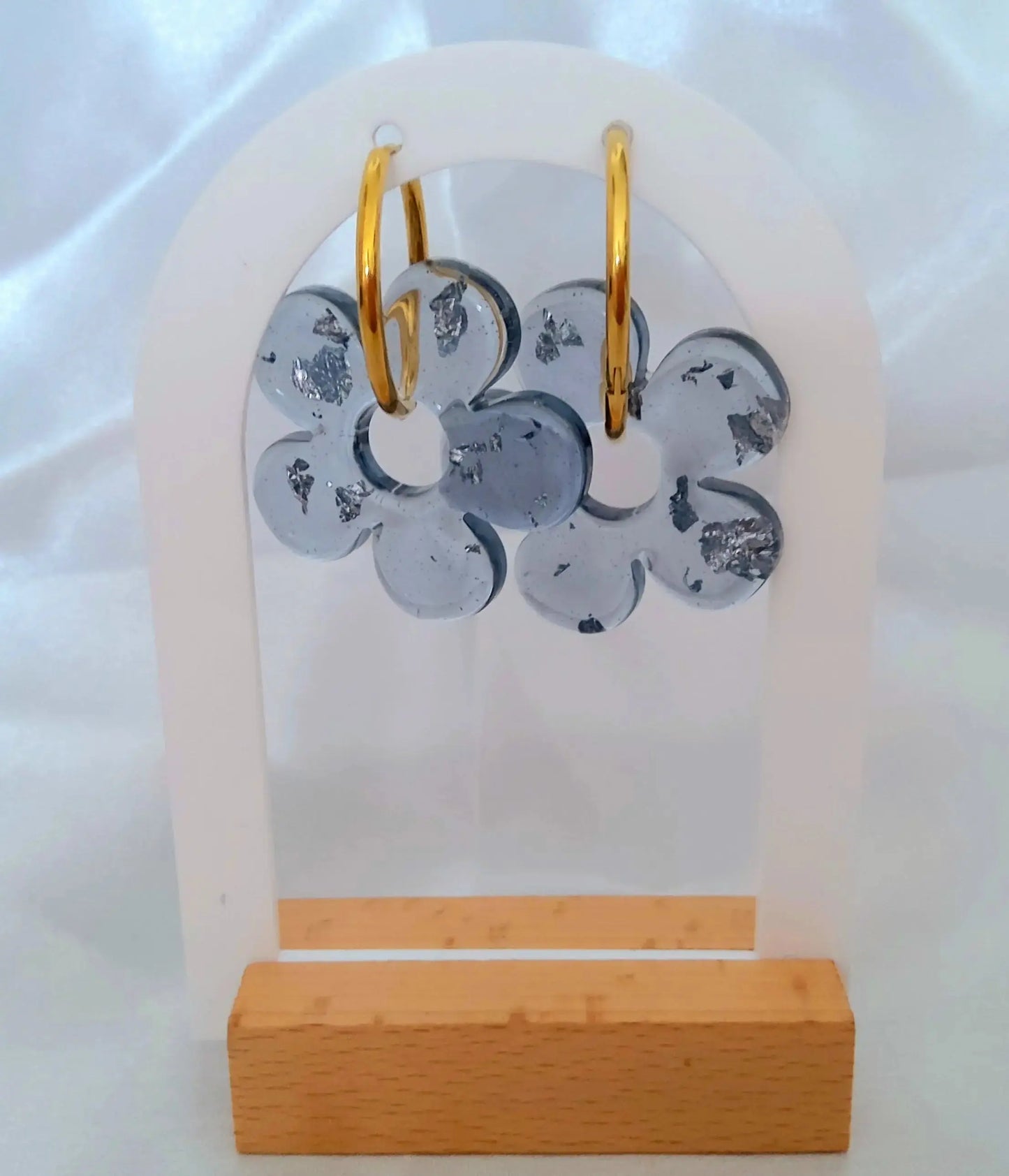 Pampilles CLARA en résine. Gris translucide - PRETTY RESINE