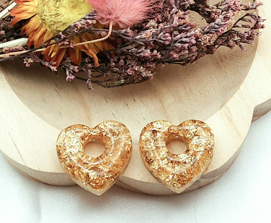 Pampilles COEUR en résine époxy. Feuille d'or - PRETTY RESINE