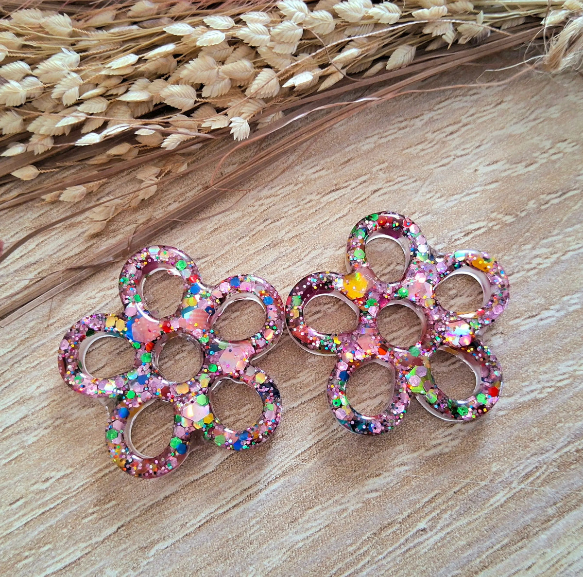 Pampilles ELSA en résine époxy. Paillettes multicolores - PRETTY RESINE