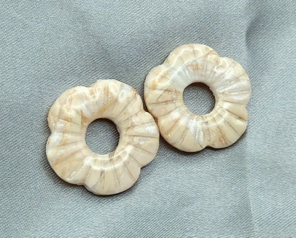Pampilles FLORE en pâte Fimo. Marbré beige et or - PRETTY RESINE