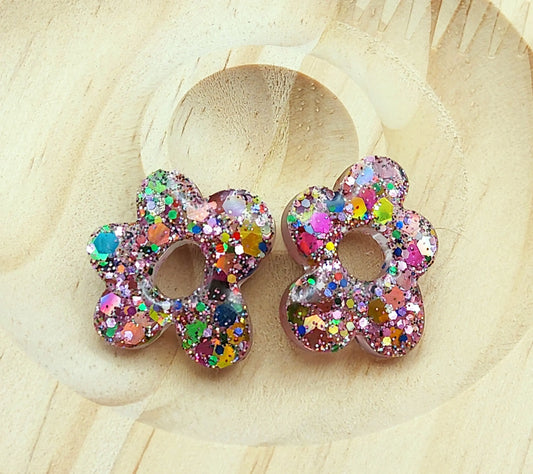 Pampilles NINA en résine époxy. Paillettes multicolores - PRETTY RESINE