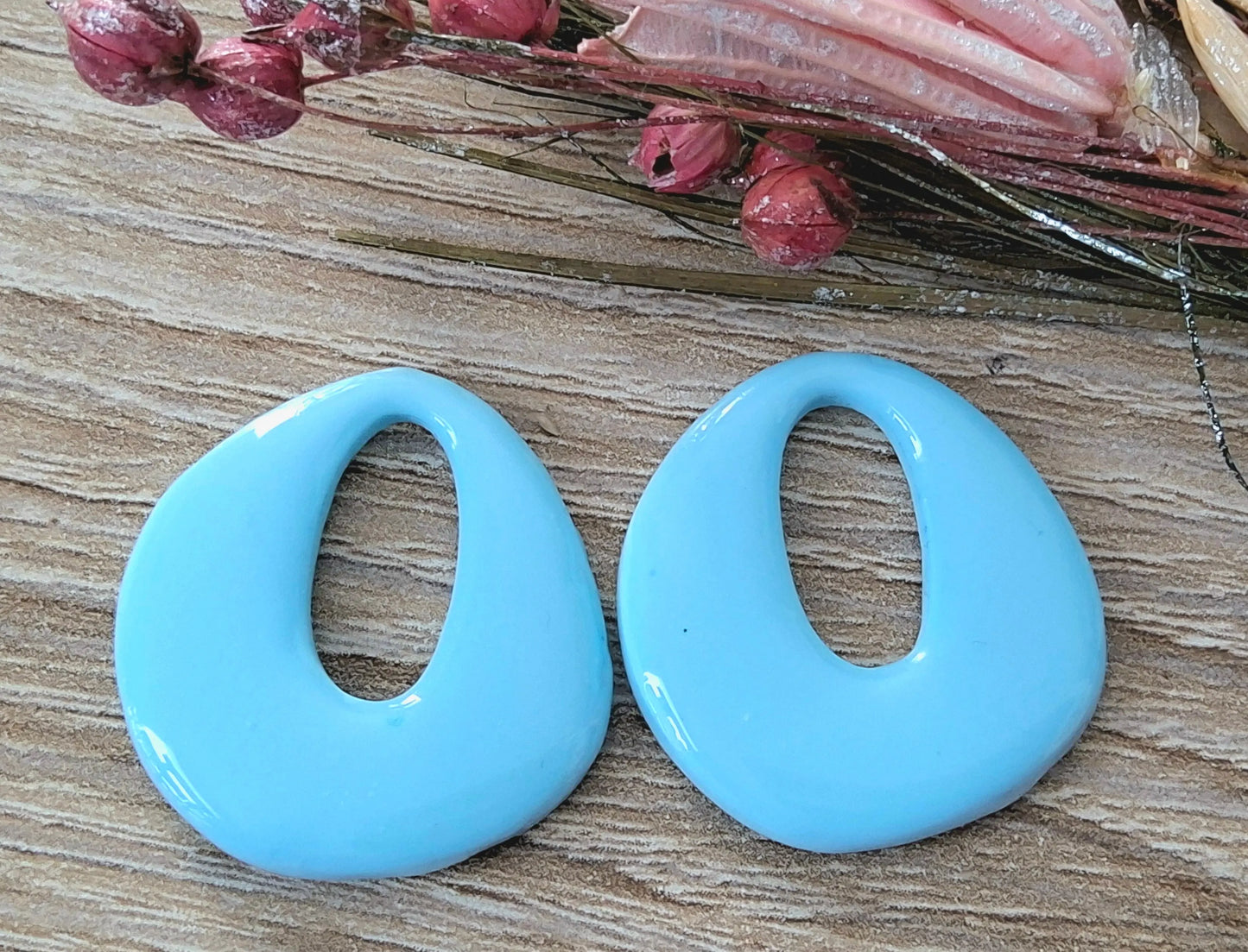 Pampilles OLIVIA en pâte Fimo. Bleu pastel - PRETTY RESINE