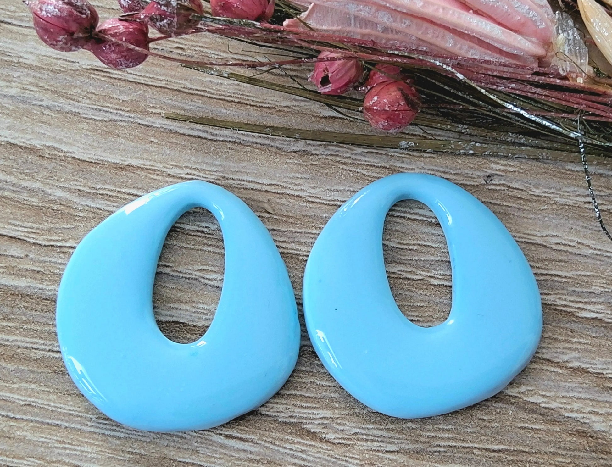 Pampilles OLIVIA en pâte Fimo. Bleu pastel - PRETTY RESINE