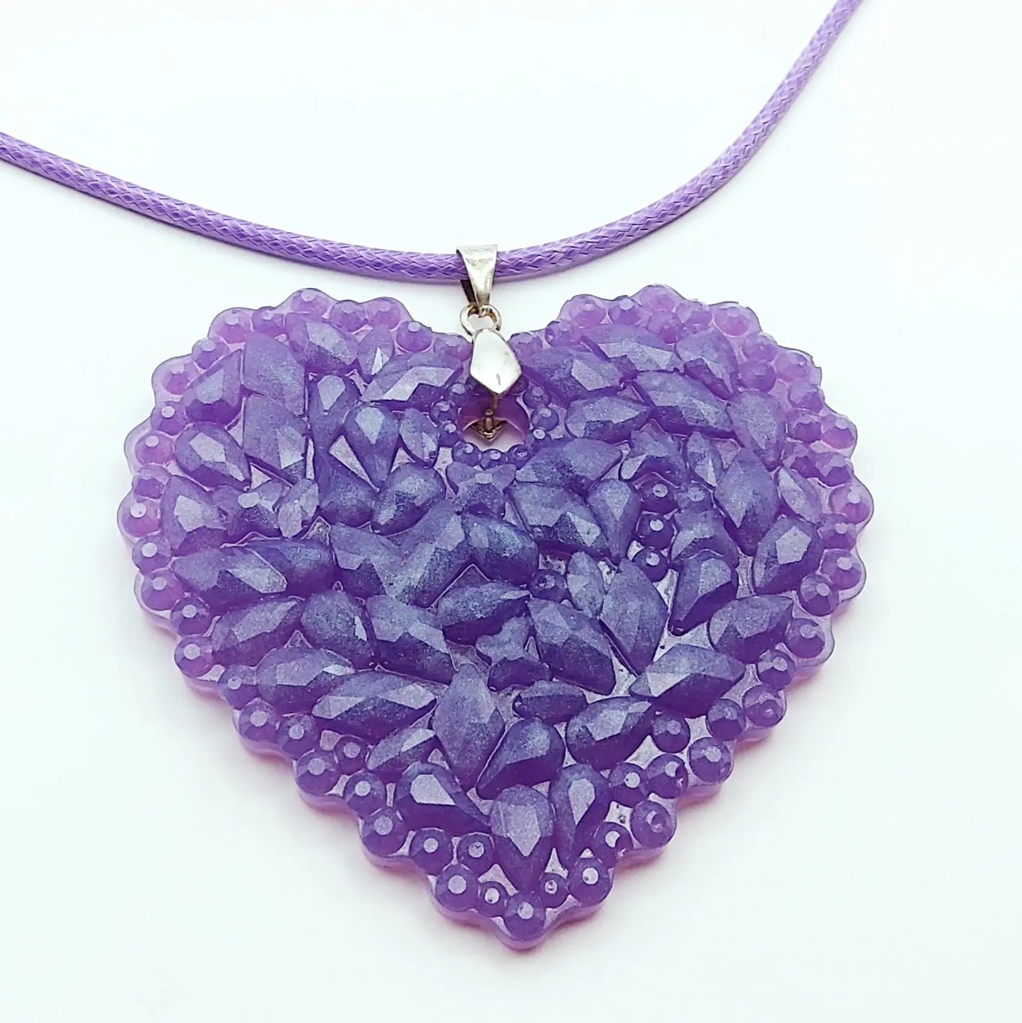 Pendentif Coeur "Effet Diamant" - Mauve - PRETTY RESINE