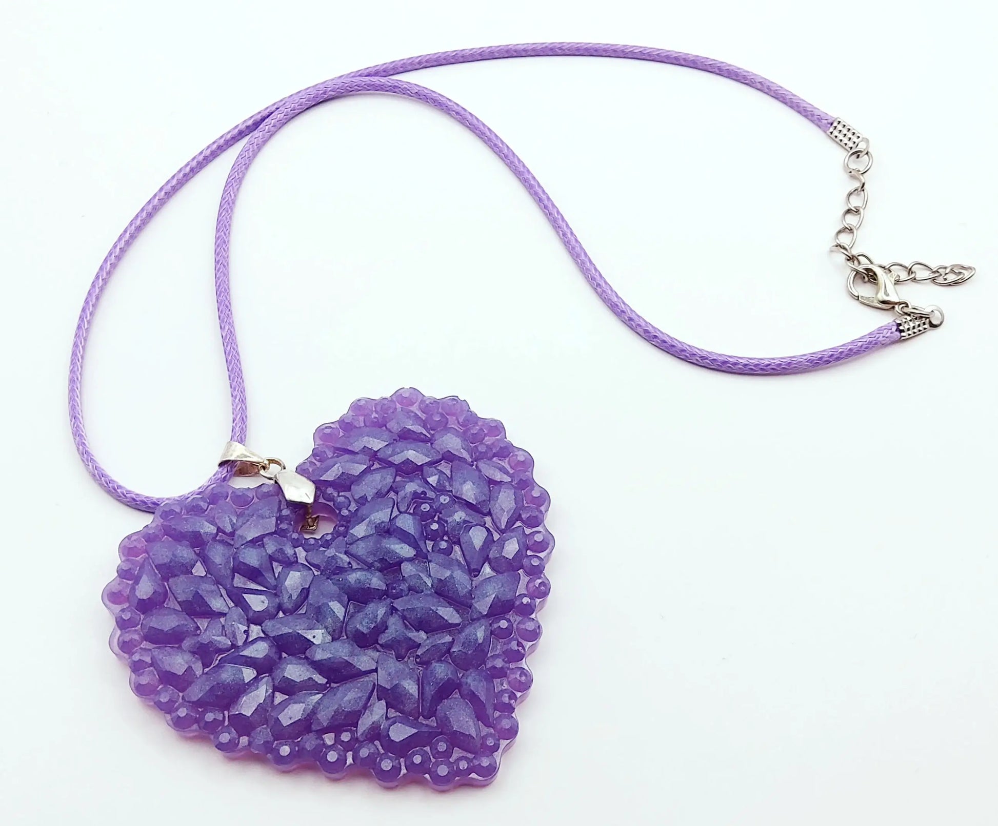 Pendentif Coeur "Effet Diamant" - Mauve - PRETTY RESINE