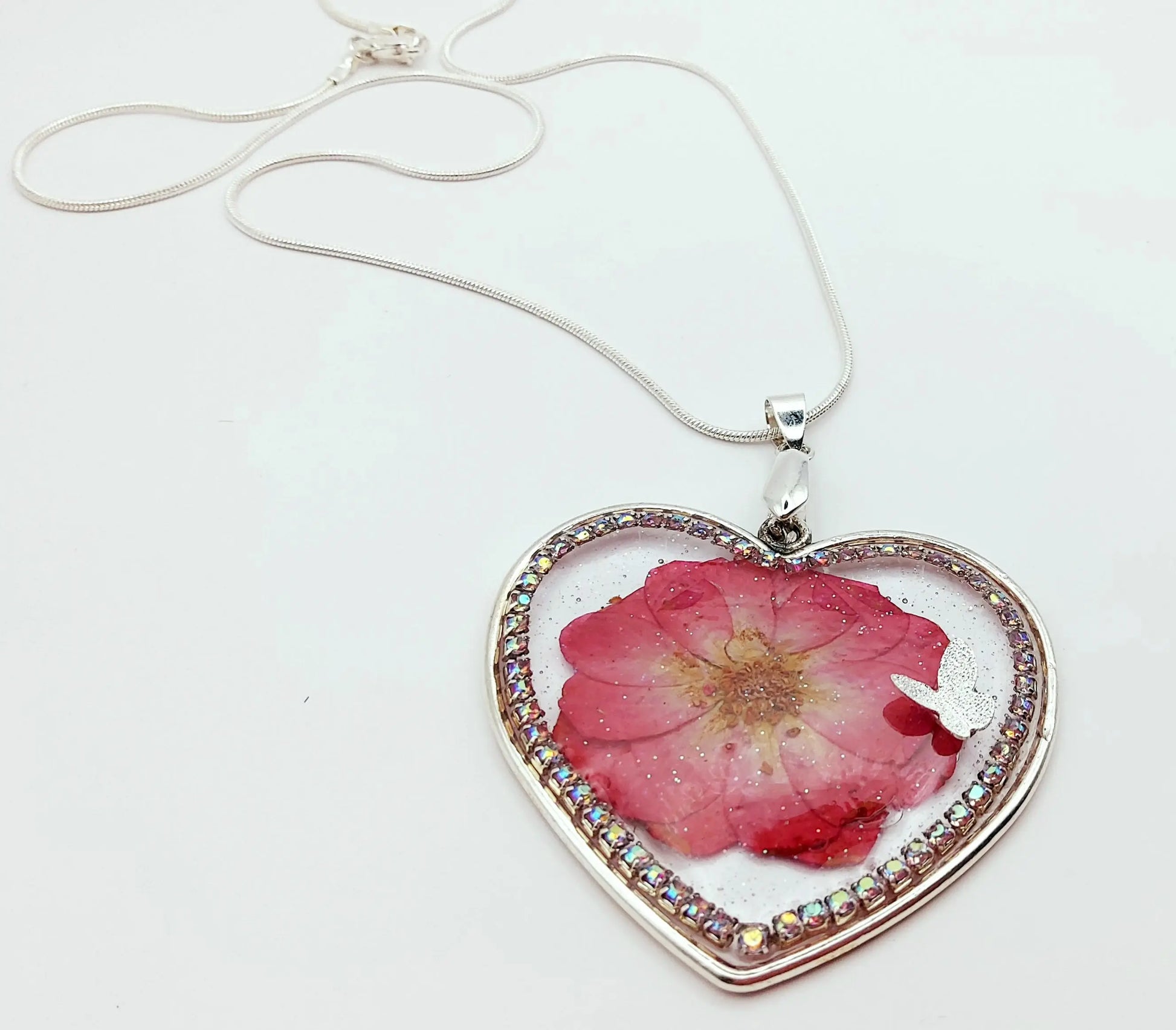 Pendentif Coeur argenté en acier inoxydable  - PRETTY RESINE