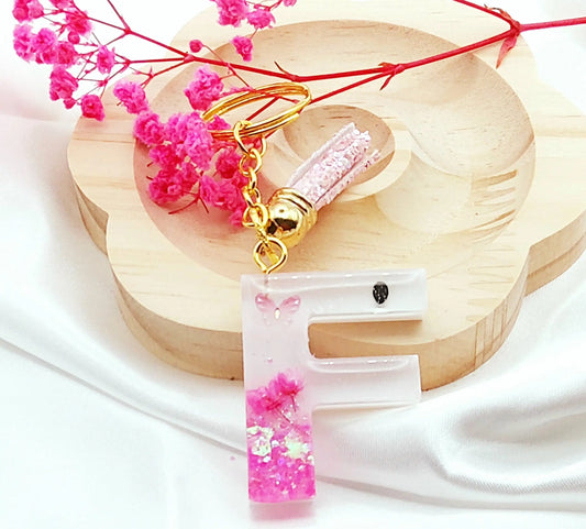 Porte-clés LETTRE F en résine époxy PRETTY RESINE